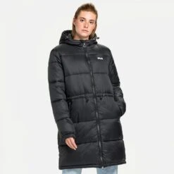 Fila Embla Long Hooded Puff Jacket Black