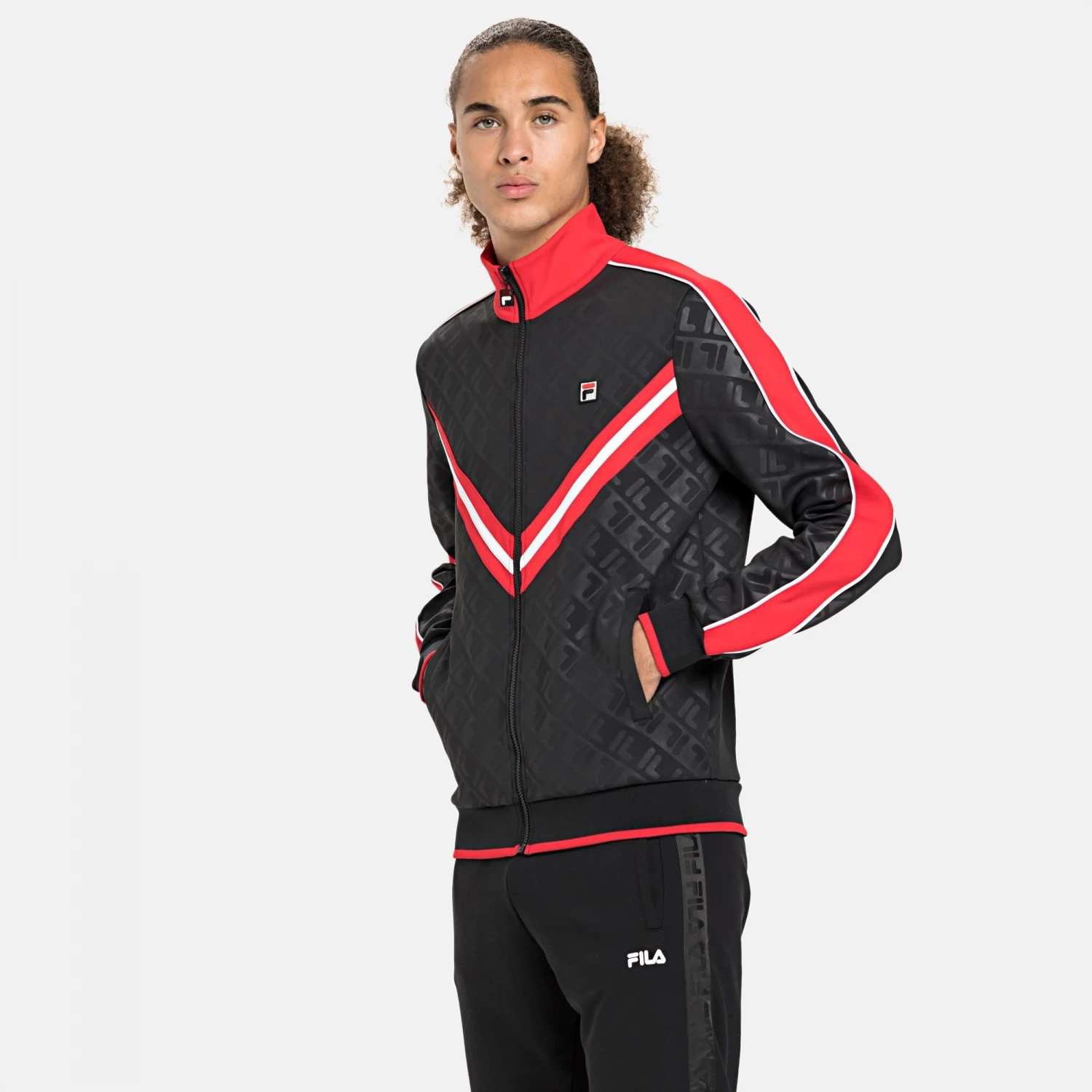 Fila Men Tauri Track Jacket Black-true-red 1 Fila Men Tauri Track Jacket Black-true-red