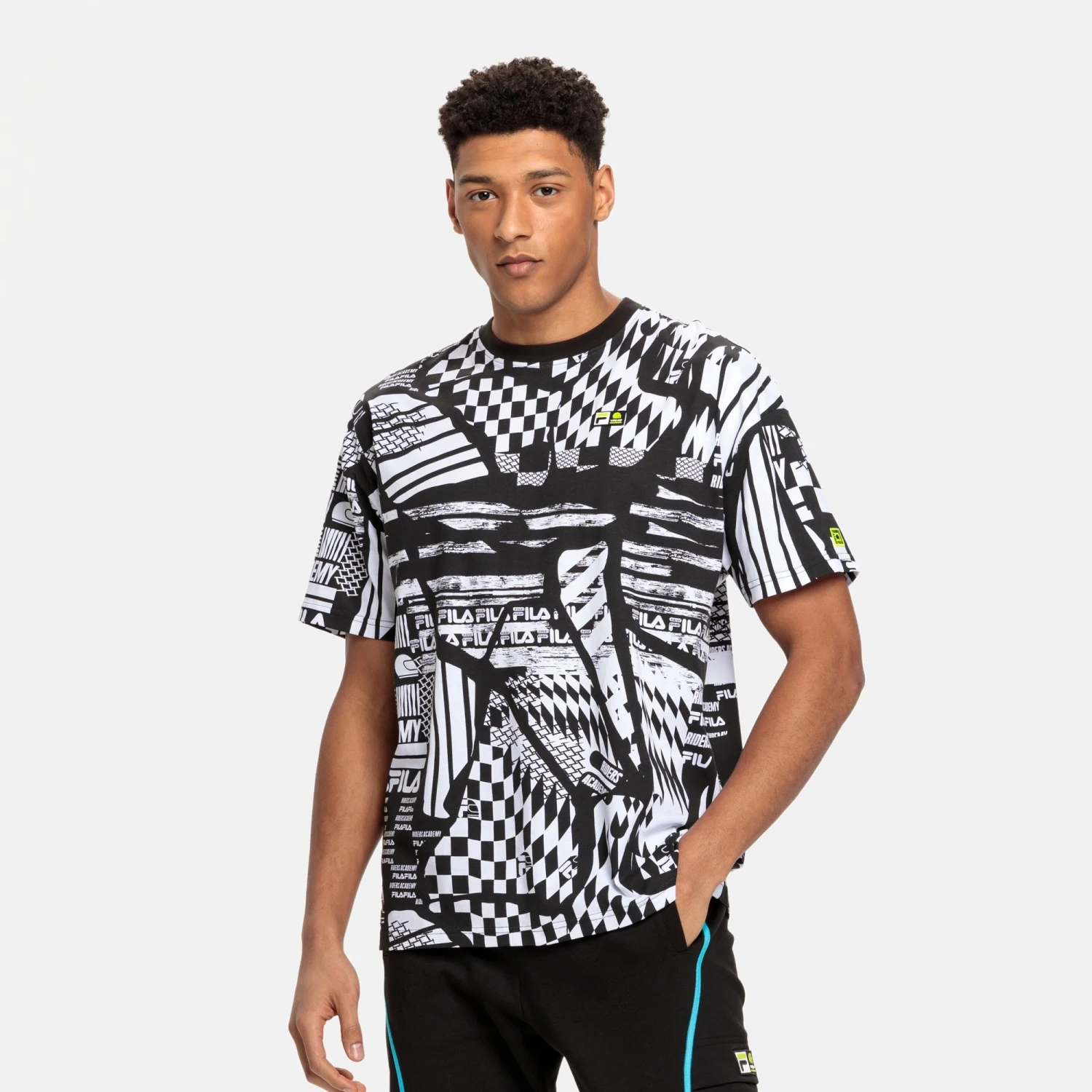 Fila VR46 C57 AOP Oversized Tee Black-white